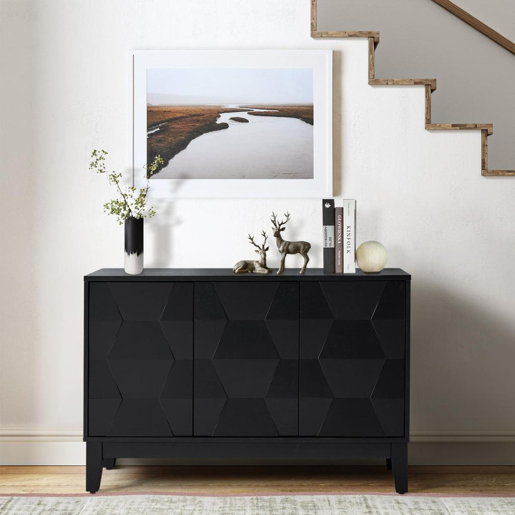 Kamu Sideboard 115 cm breit mit 3 Push-to-Open-Türen