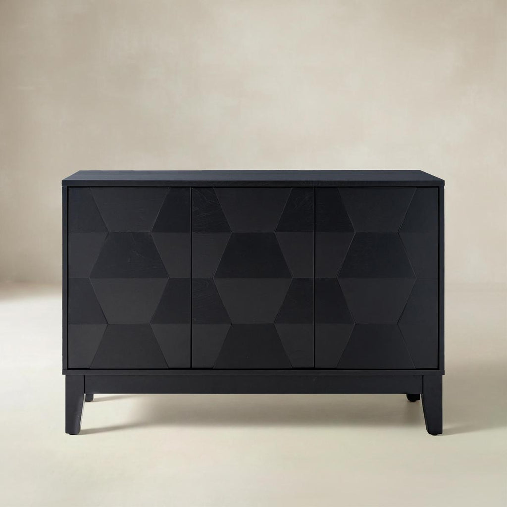 Kamu Sideboard 115 cm breit mit 3 Push-to-Open-Türen