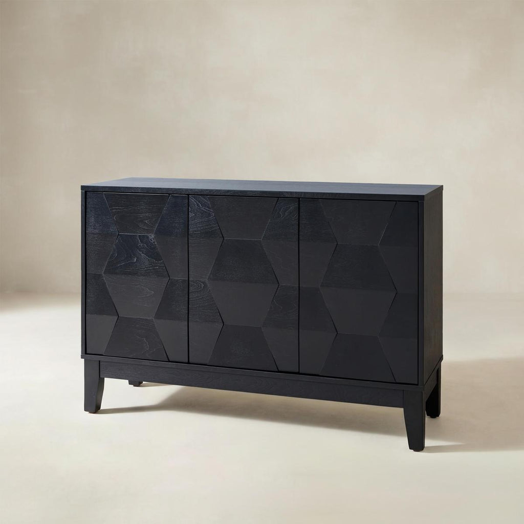 Kamu Sideboard 115 cm breit mit 3 Push-to-Open-Türen