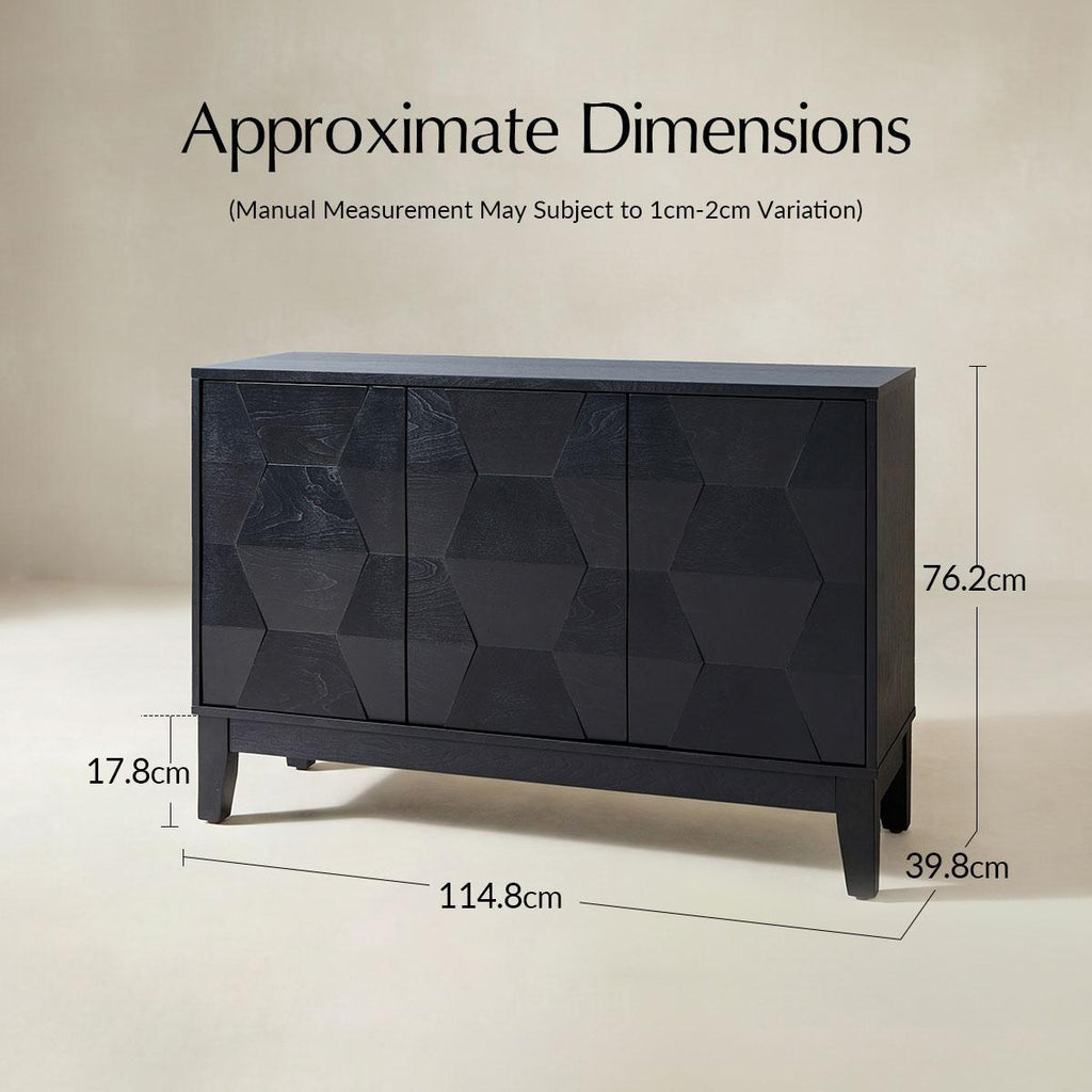 Kamu Sideboard 115 cm breit mit 3 Push-to-Open-Türen
