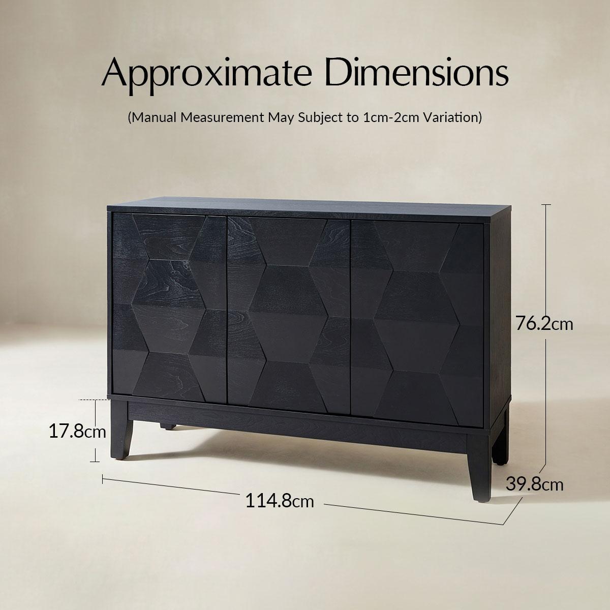 Kamu Sideboard 115 cm breit mit 3 Push-to-Open-Türen