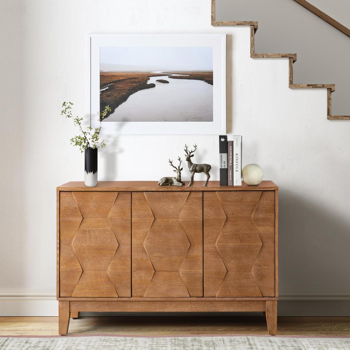 Kamu Sideboard 115 cm breit mit 3 Push-to-Open-Türen
