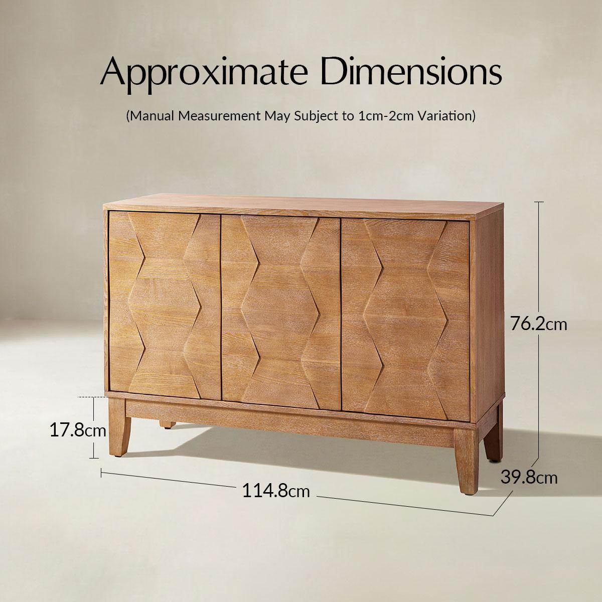 Kamu Sideboard 115 cm breit mit 3 Push-to-Open-Türen
