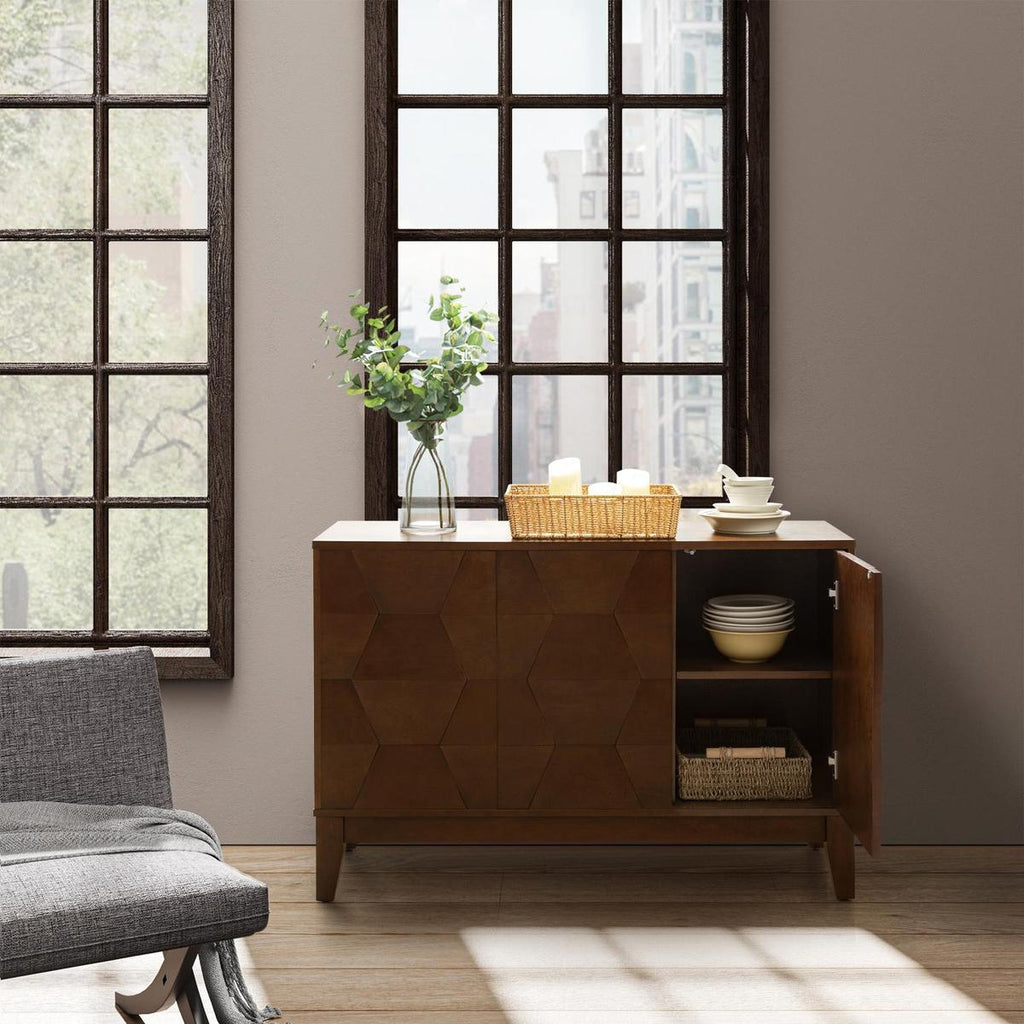 Kamu Sideboard 115 cm breit mit 3 Push-to-Open-Türen