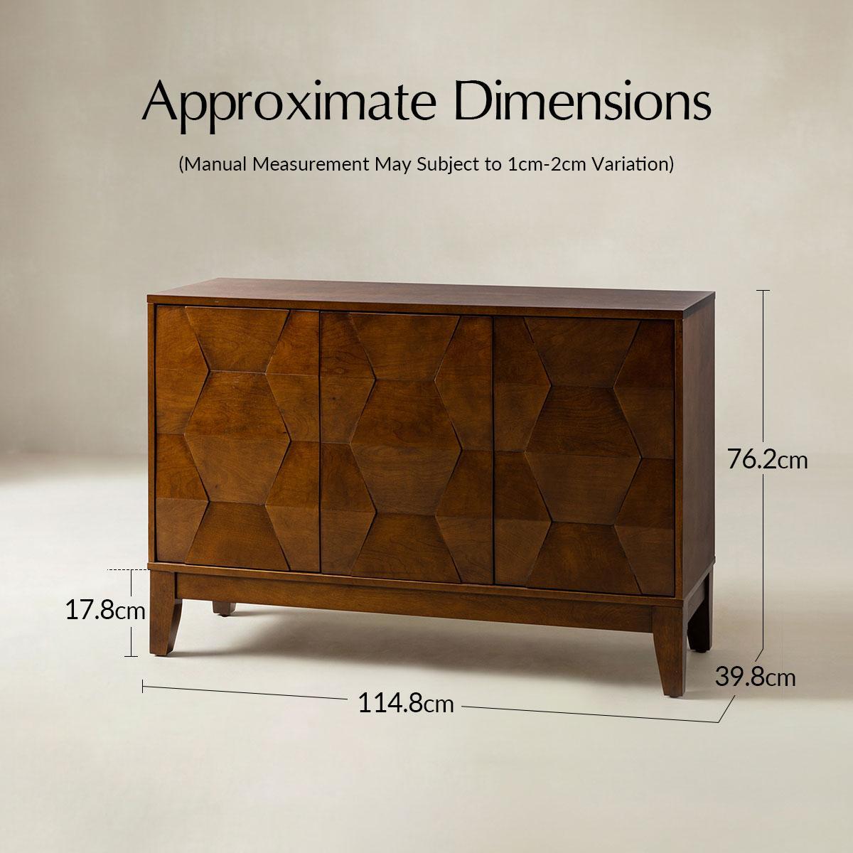 Kamu Sideboard 115 cm breit mit 3 Push-to-Open-Türen