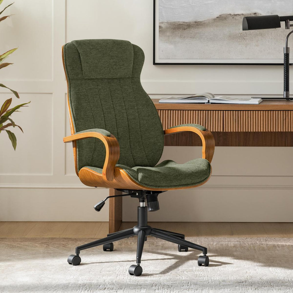 Amparo Plus Ergonomischer Bürostuhl im Mid-Century-Modern-Stil mit gepolsterten Armlehnen
