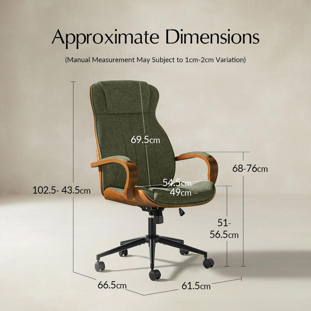 Amparo Plus Ergonomischer Bürostuhl im Mid-Century-Modern-Stil mit gepolsterten Armlehnen