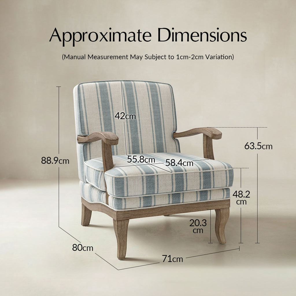 Randolph Eleganter Sessel im Landhausstil mit Massivholz-Armlehnen