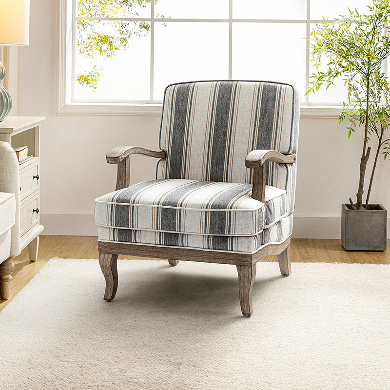Randolph Eleganter Sessel im Landhausstil mit Massivholz-Armlehnen