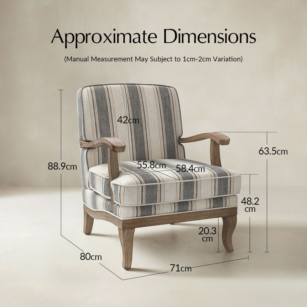 Randolph Eleganter Sessel im Landhausstil mit Massivholz-Armlehnen