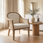 Audrey Landhaus-Sessel aus Rattan und Massivholz
