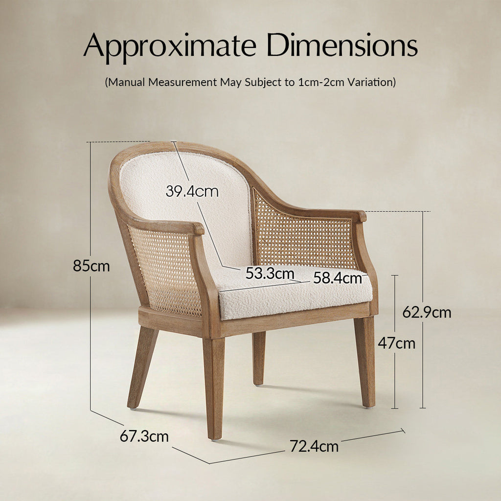 Audrey Landhaus-Sessel aus Rattan und Massivholz