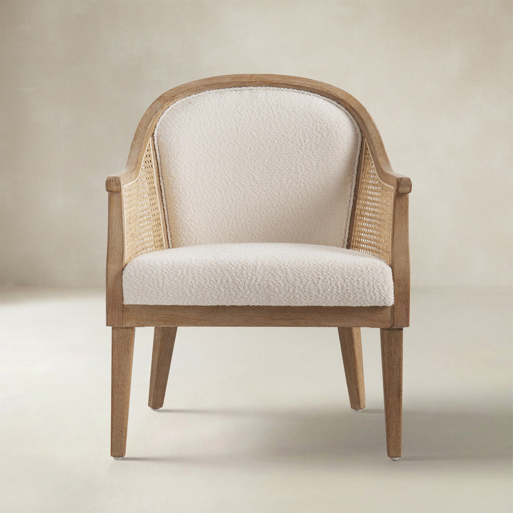 Audrey Landhaus-Sessel aus Rattan und Massivholz