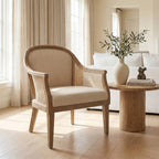 Audrey Landhaus-Sessel aus Rattan und Massivholz
