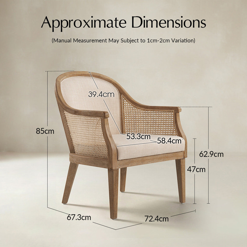 Audrey Landhaus-Sessel aus Rattan und Massivholz