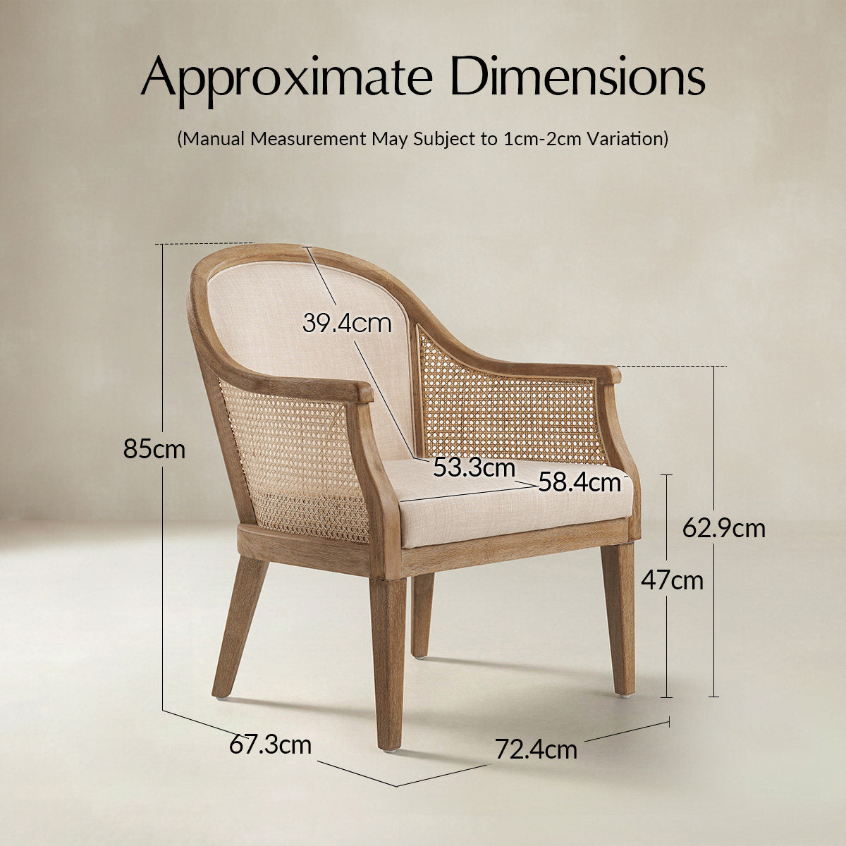 Audrey Landhaus-Sessel aus Rattan und Massivholz