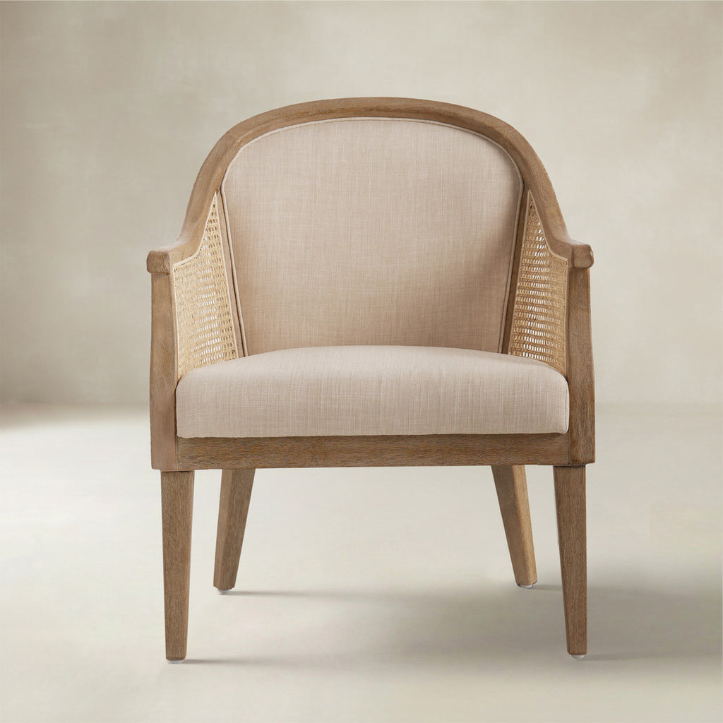 Audrey Landhaus-Sessel aus Rattan und Massivholz