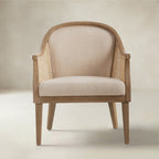 Audrey Landhaus-Sessel aus Rattan und Massivholz