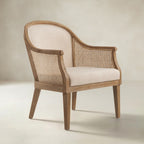 Audrey Landhaus-Sessel aus Rattan und Massivholz