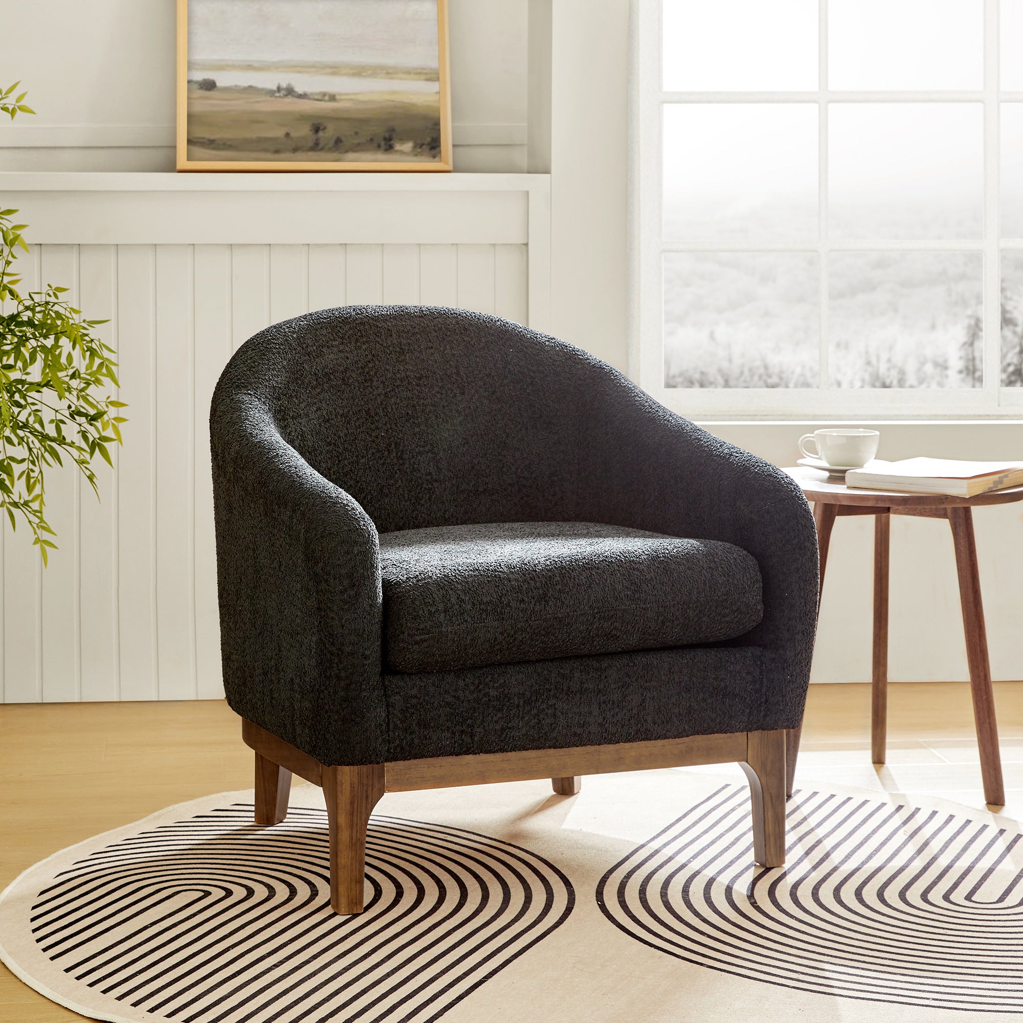 August Bouclé Moderner Sessel im Tonnendesign