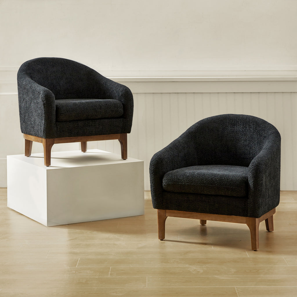 August Bouclé Moderner Sessel im Tonnendesign