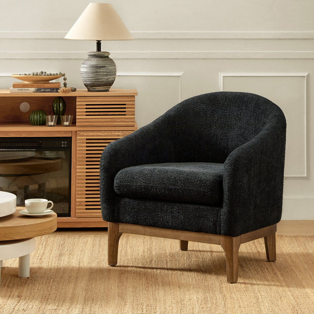 August Bouclé Moderner Sessel im Tonnendesign