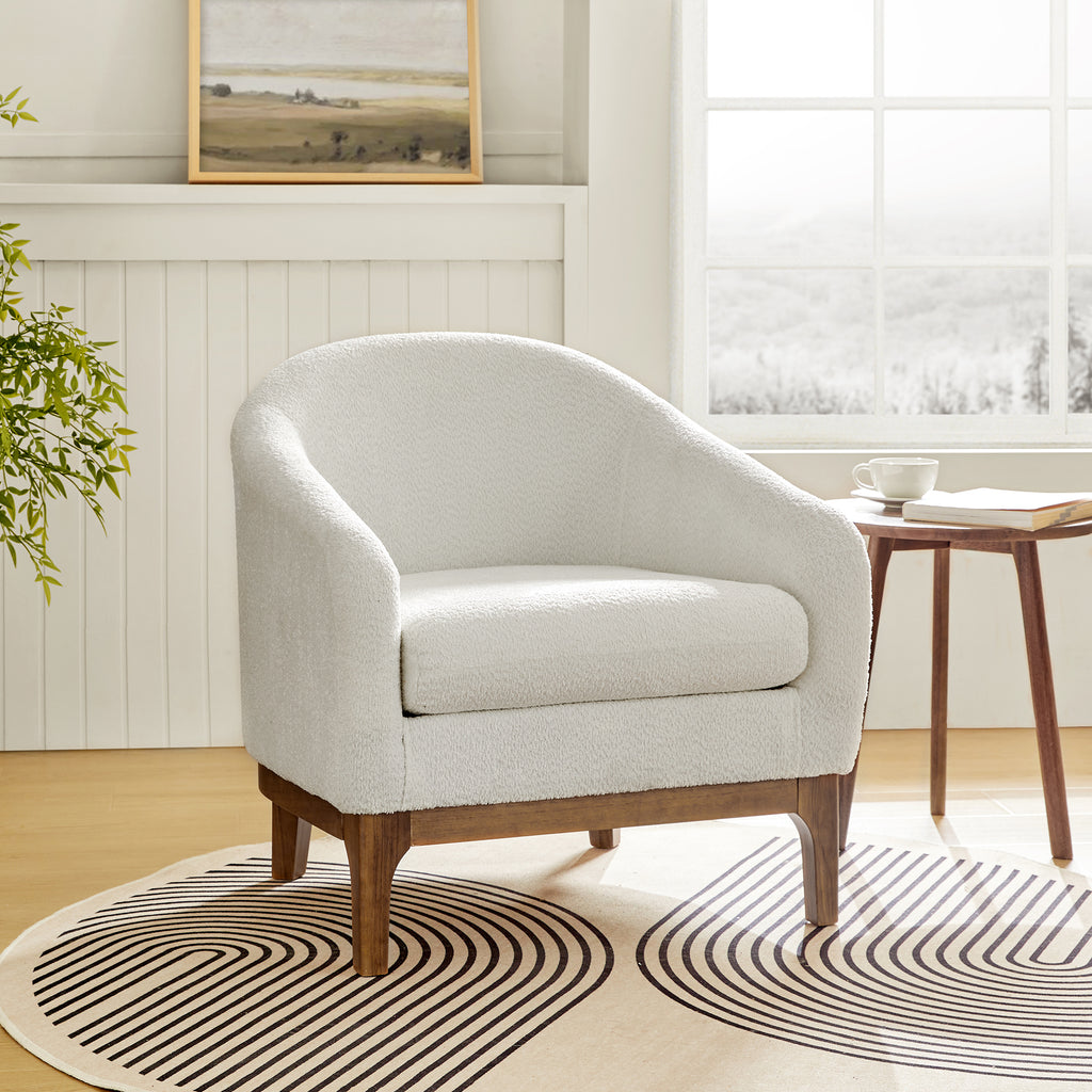 August Bouclé Moderner Sessel im Tonnendesign