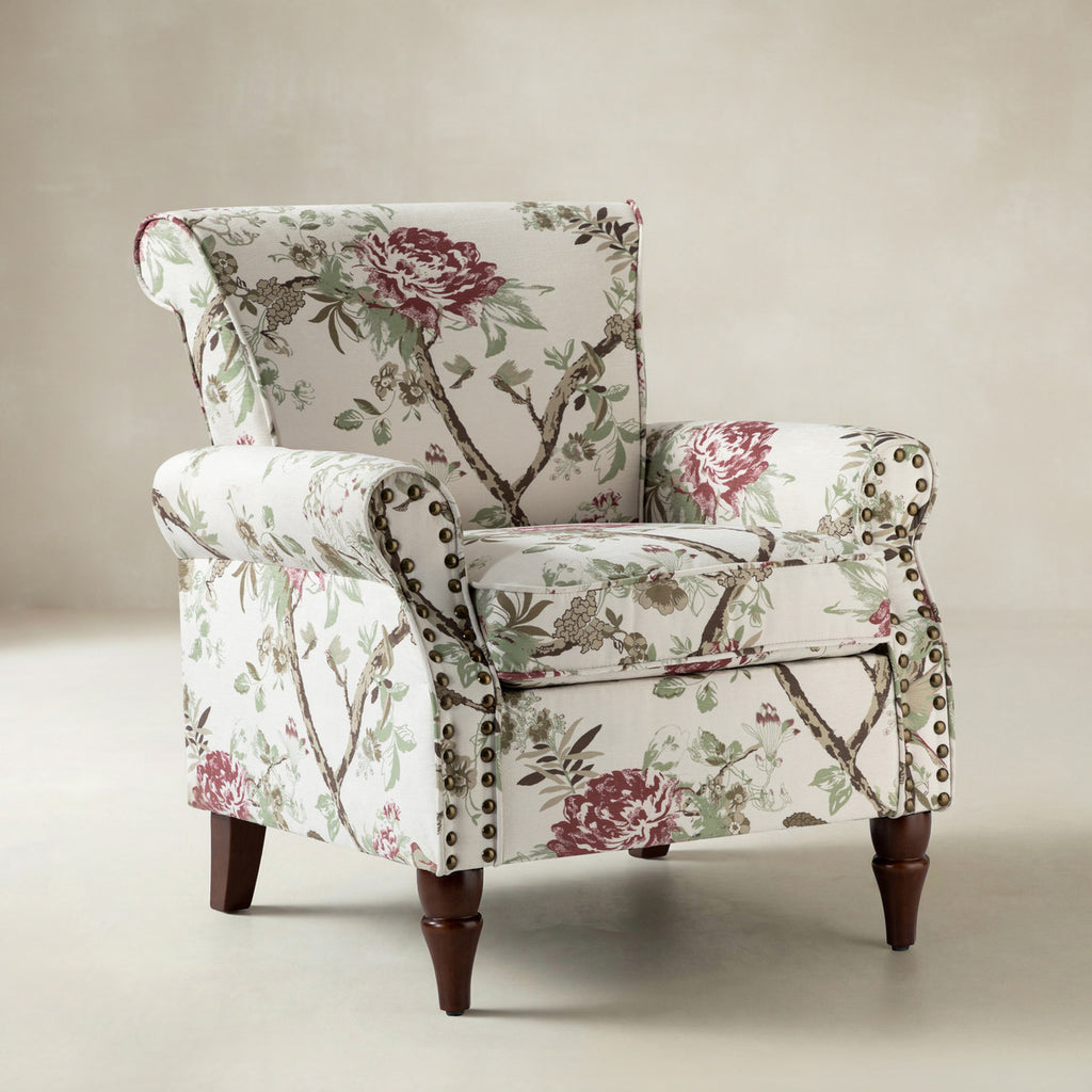 Artemisa Moderner gepolsterter Ohrensessel mit Blumenmuster