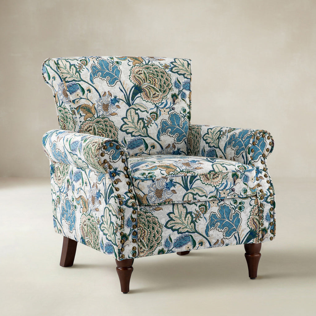 Artemisa Moderner gepolsterter Ohrensessel mit Blumenmuster