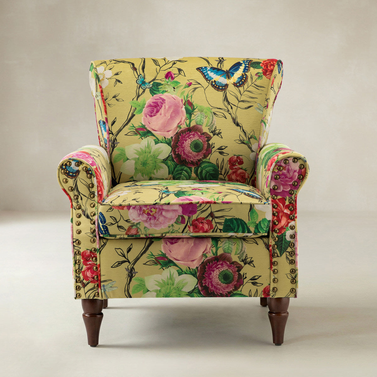 Artemisa Moderner gepolsterter Ohrensessel mit Blumenmuster