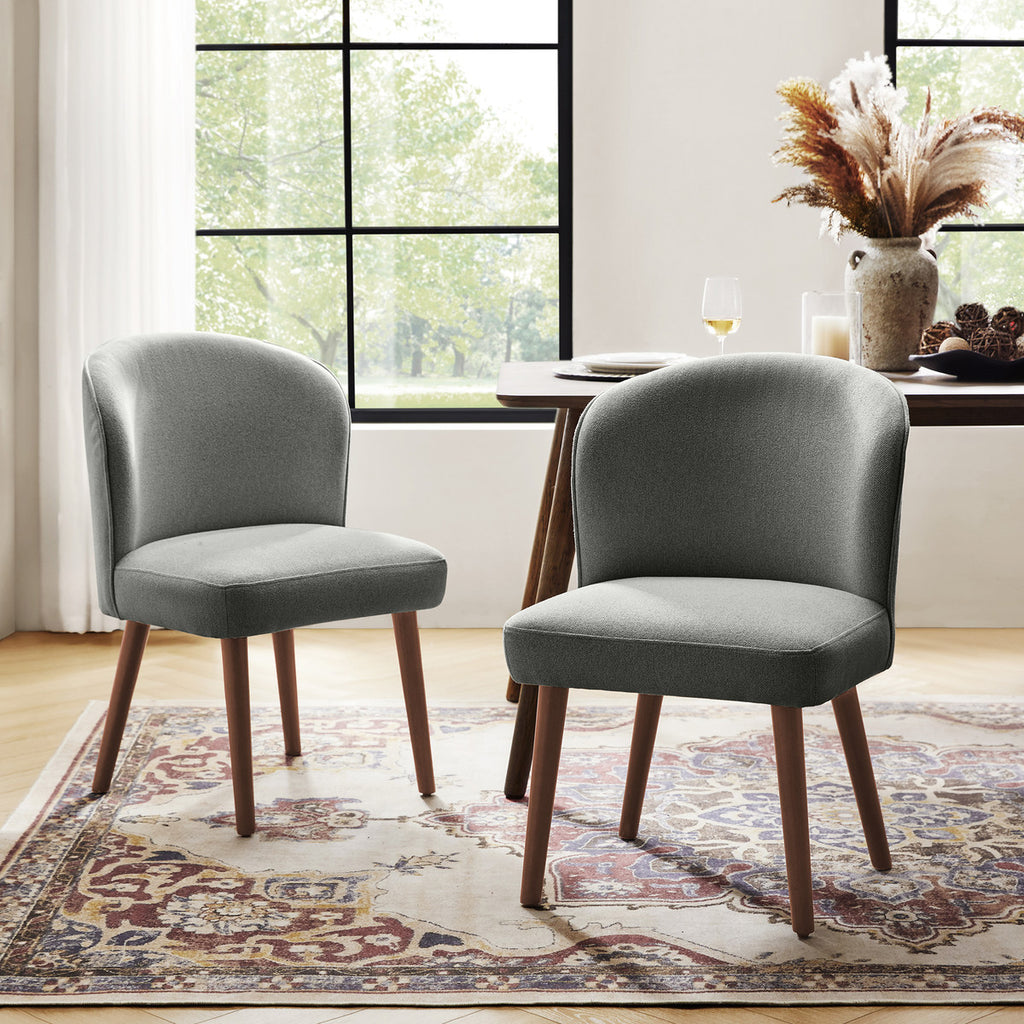 Cecilia Gepolsterte Esszimmerstühle 2er-Set mit geschwungener Rückenlehne im Mid-Century-Stil