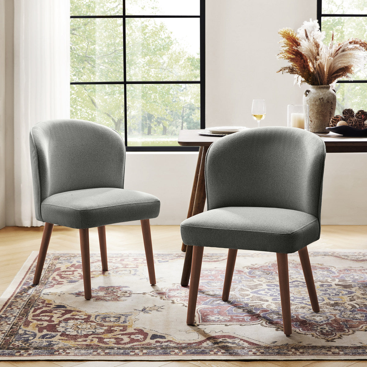 Cecilia Gepolsterte Esszimmerstühle 2er-Set mit geschwungener Rückenlehne im Mid-Century-Stil