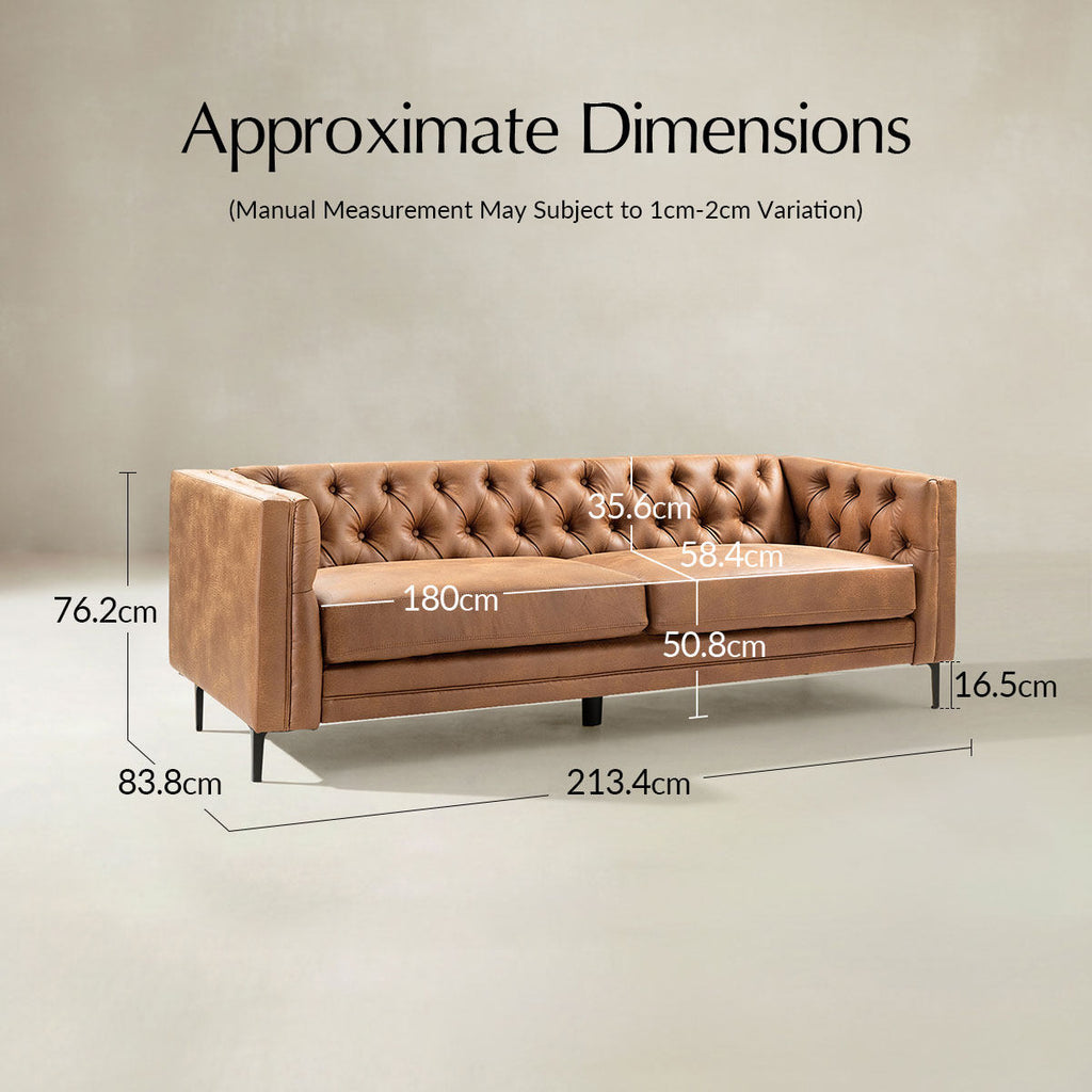 Capsa Mid-Century-Modern Sofa mit Knopfheftung aus veganem Leder