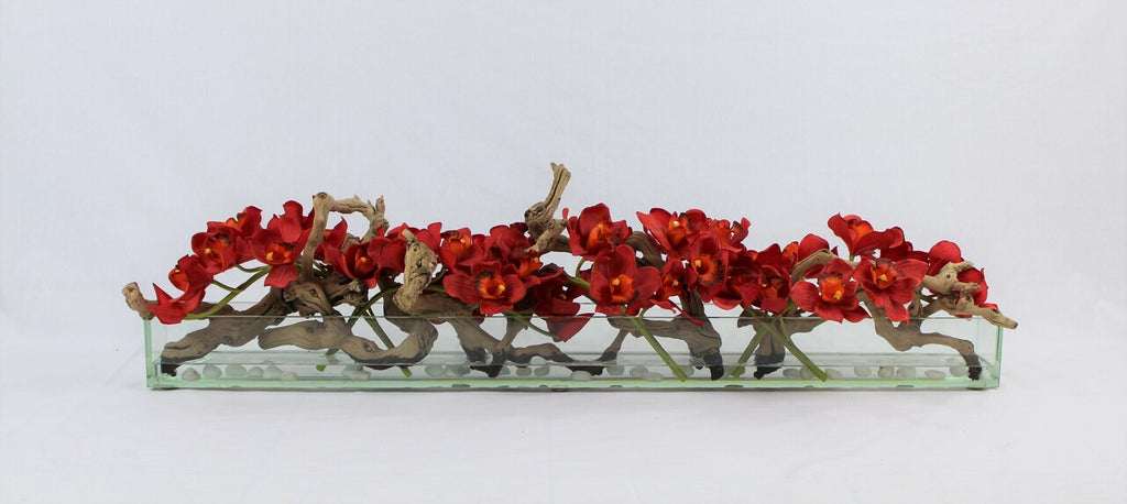 Orchidée Cymbidium 122 cm · Édition Deauville, rouge
