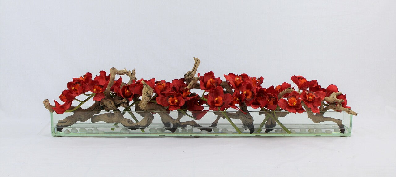 Orchidée Cymbidium 122 cm · Édition Deauville, rouge