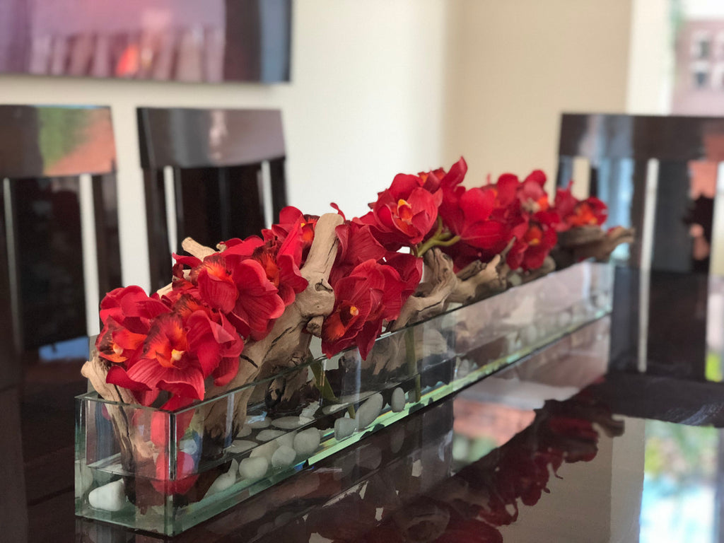 Orchidée Cymbidium 122 cm · Édition Deauville, rouge
