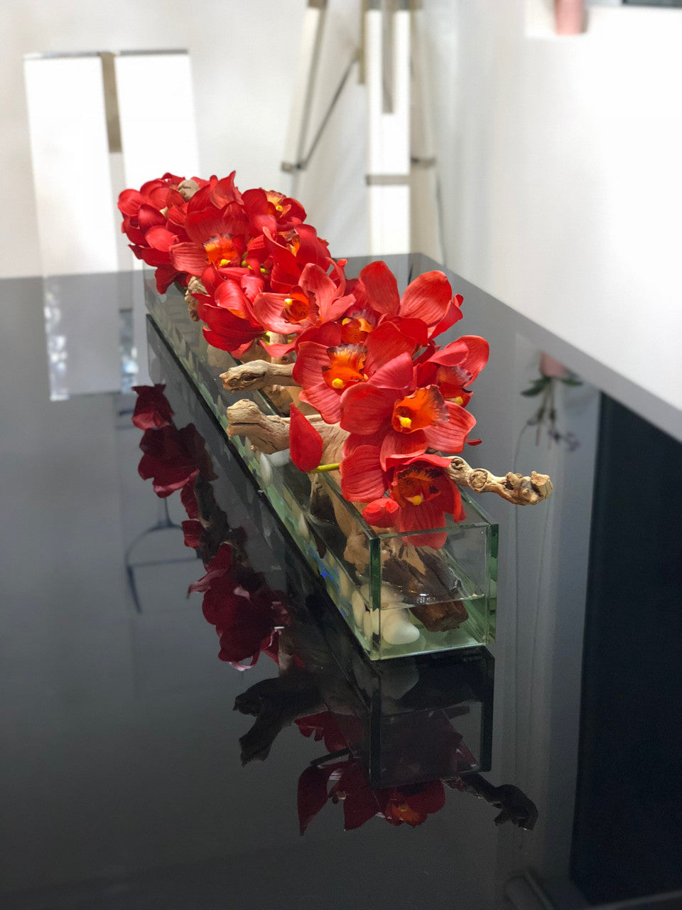 Orchidée Cymbidium 122 cm · Édition Deauville, rouge