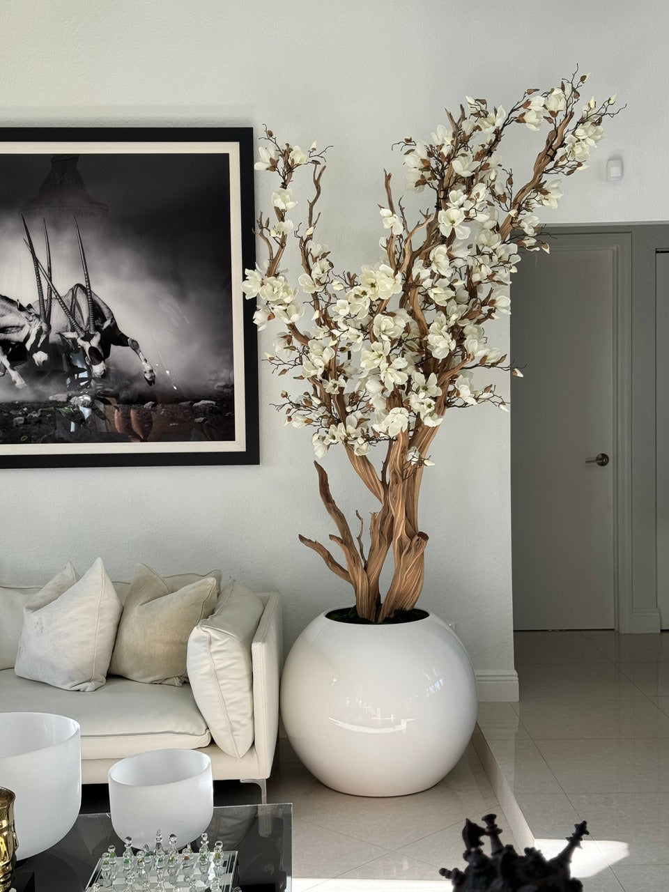 Composition Magnolia 76 cm | Signature Cannes, blanc brillant