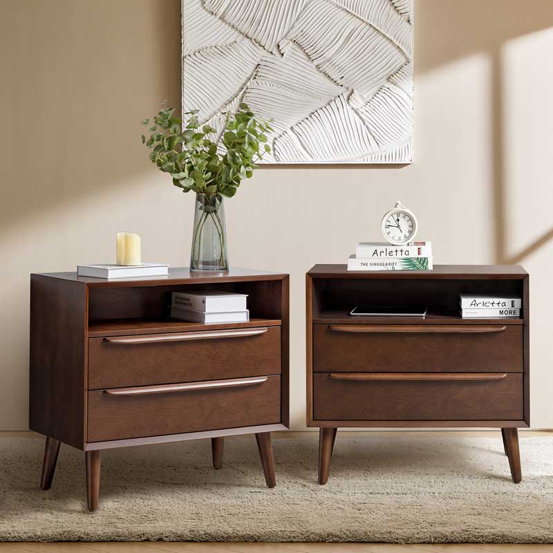 Lilian Mid-Century-Nachttisch mit Ladestation & Ablage