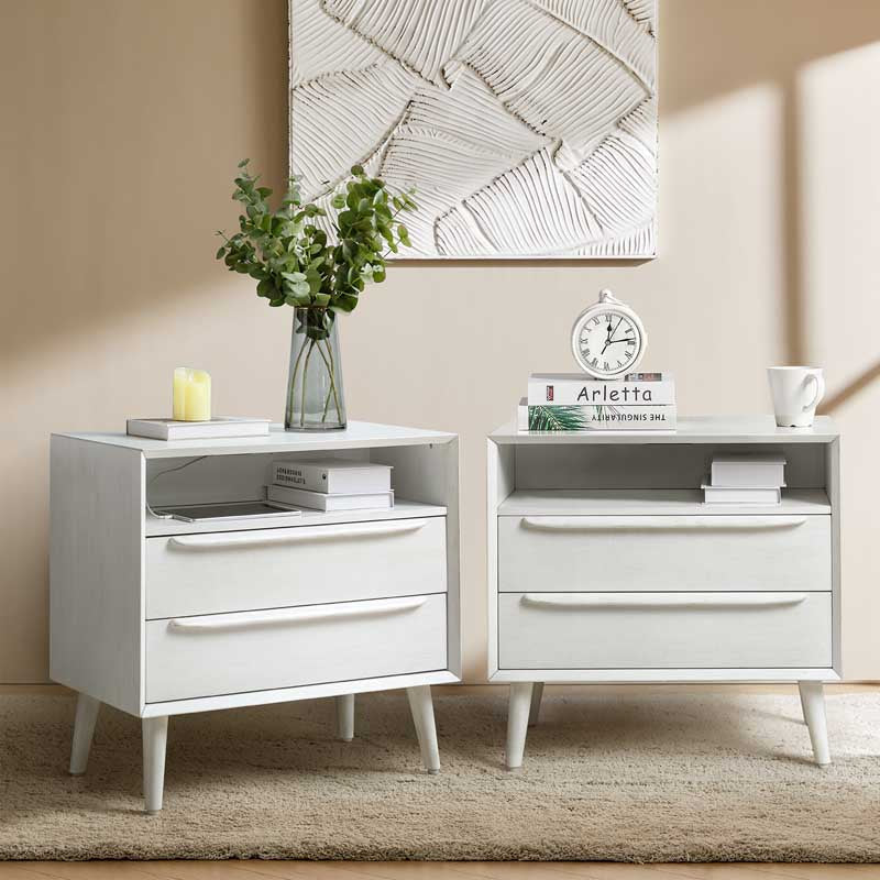 Lilian Mid-Century-Nachttisch mit Ladestation & Ablage