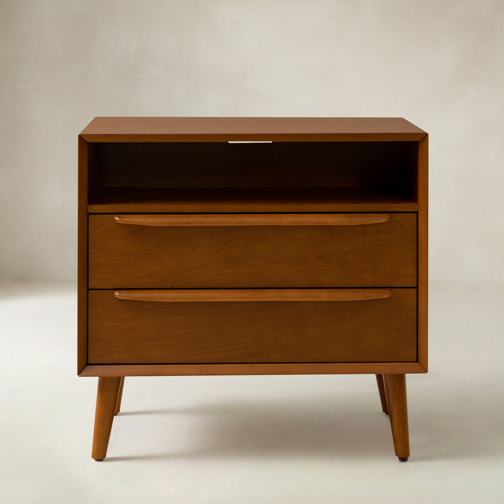 Lilian Mid-Century-Nachttisch mit Ladestation & Ablage