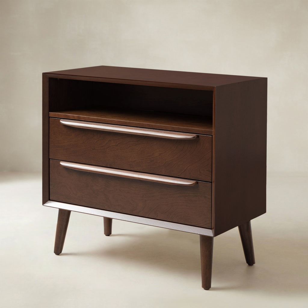 Lilian Mid-Century-Nachttisch mit Ladestation & Ablage