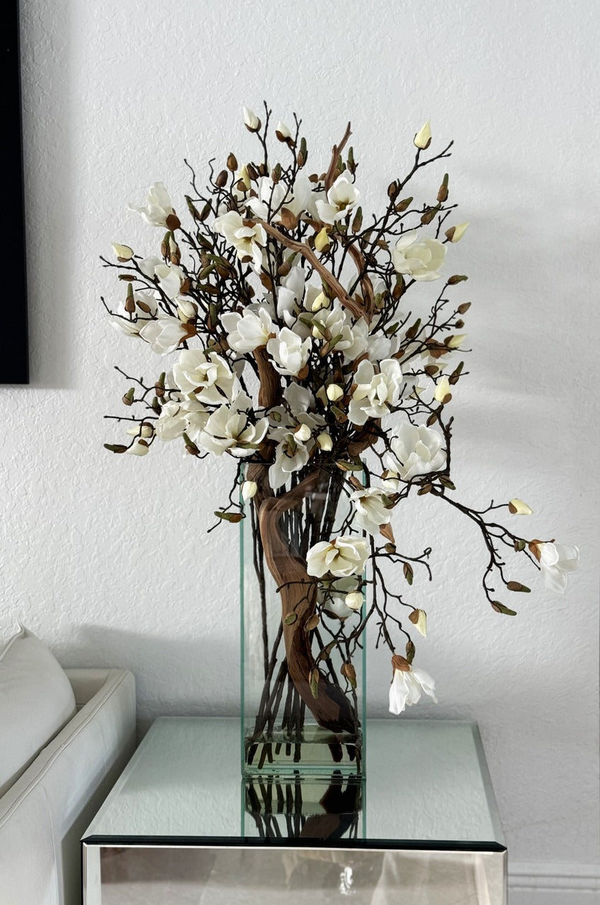 Composition Magnolia — Collection Camargue, 51 cm, blanc