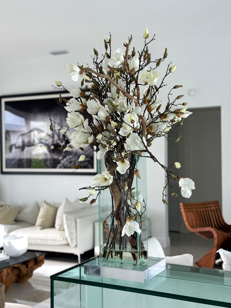 Composition Magnolia — Collection Camargue, 51 cm, blanc