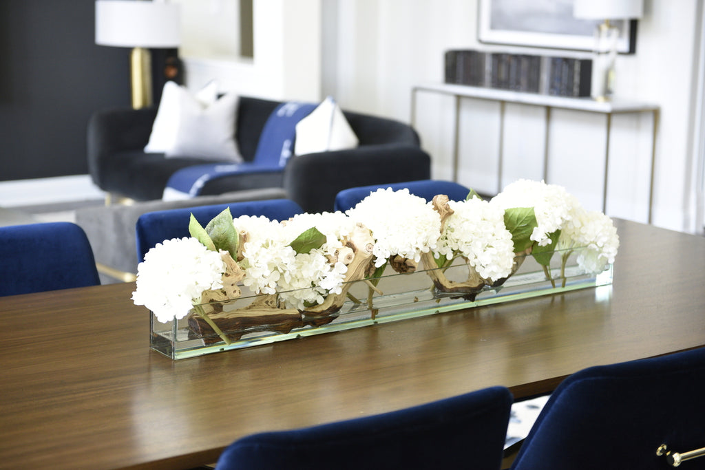 Composition Hortensias 122 cm · Édition Bourgogne, blanc