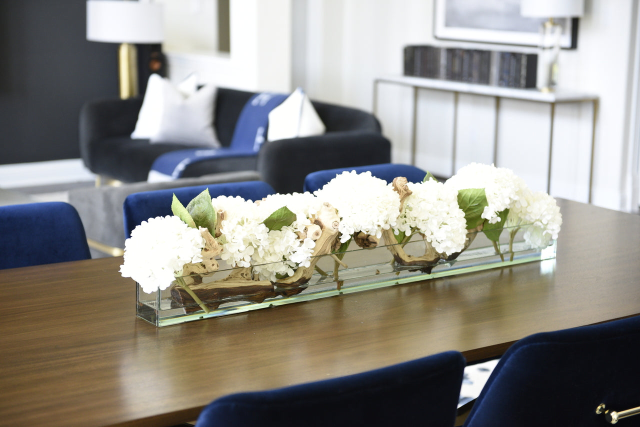 Composition Hortensias 122 cm · Édition Bourgogne, blanc