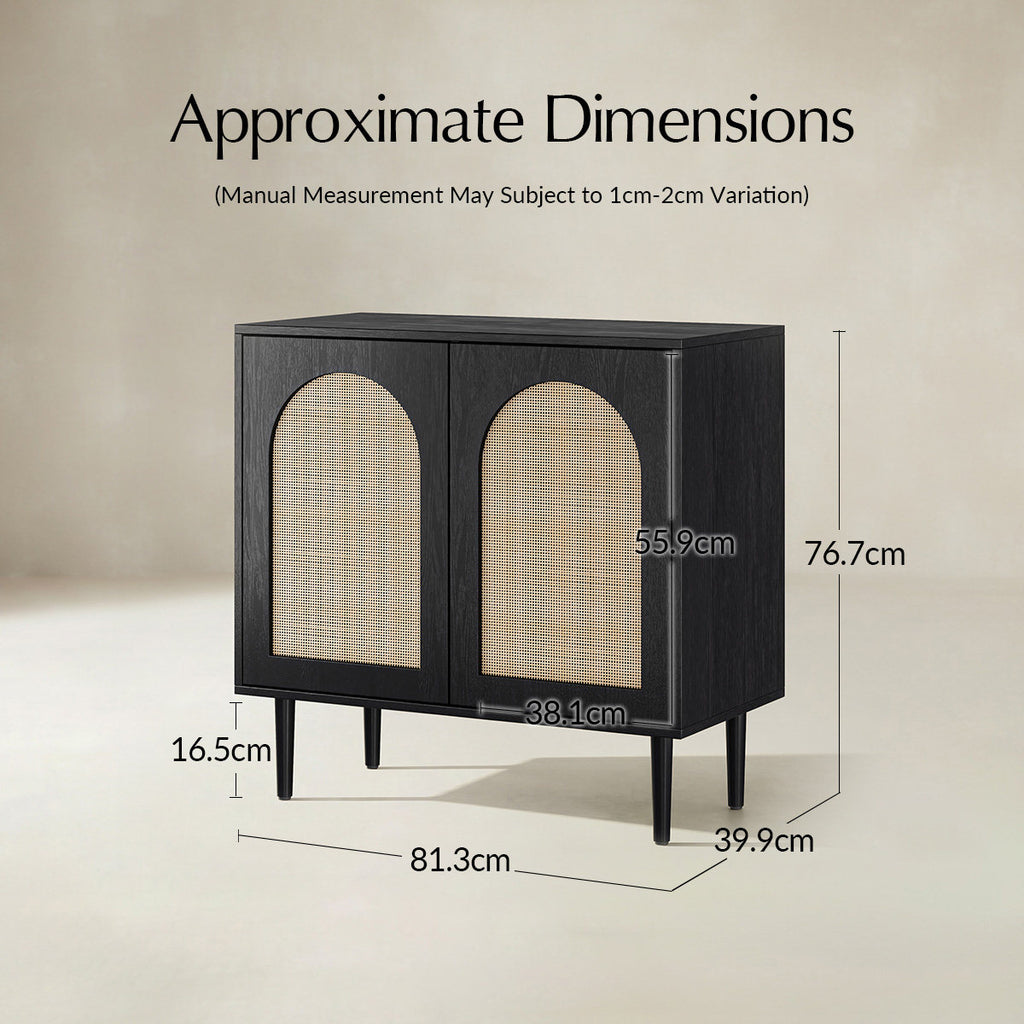 Norbert Rattan-Highboard mit 2 Türen und Einlegeböden