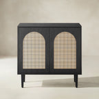 Norbert Rattan-Highboard mit 2 Türen und Einlegeböden