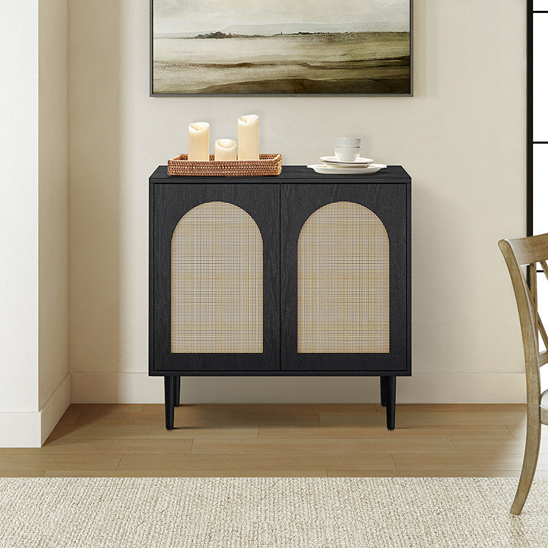 Norbert Rattan-Highboard mit 2 Türen und Einlegeböden