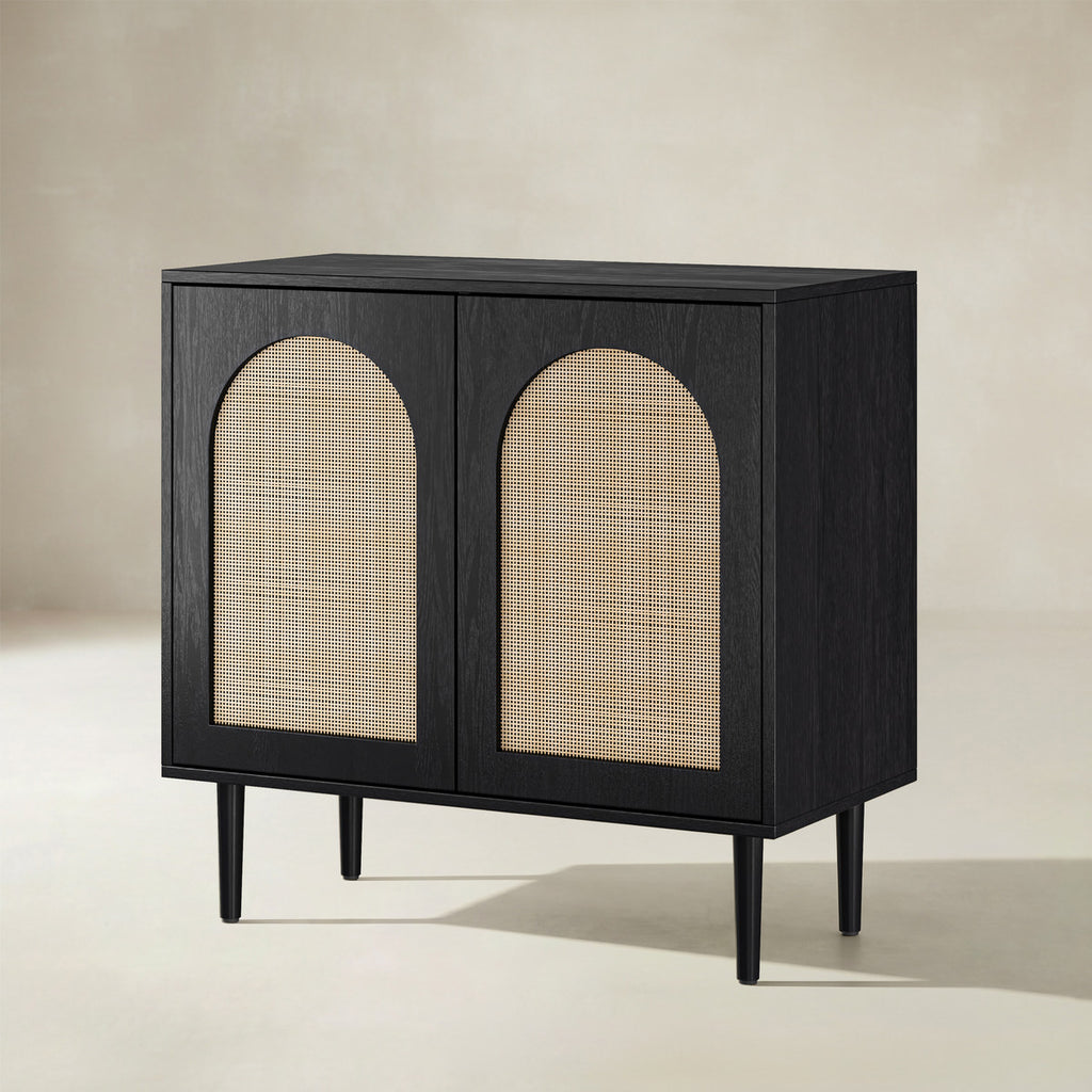 Norbert Rattan-Highboard mit 2 Türen und Einlegeböden